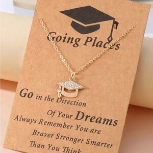 Gold Graduation Cap Pendant Necklace